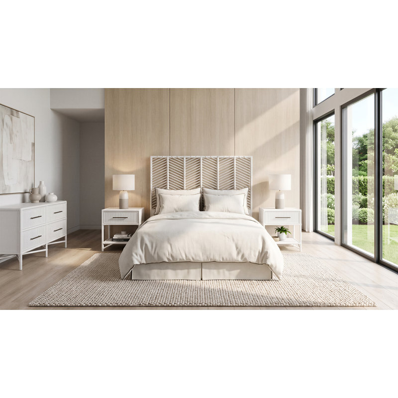 Ensemble de chambre à coucher Liam quatre pièces, Blanc, 4 Pcs: Dresser, Headboard, 2 Nightstands, Grand lit
