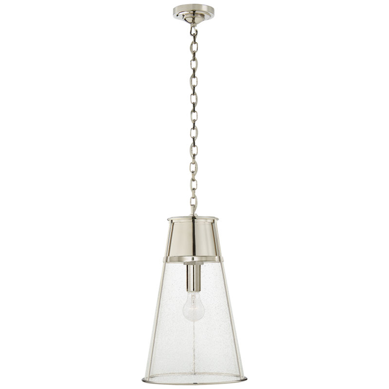 Thomas O'Brien Robinson Small Pendant, Seeded, Polished Nickel, 19.5" H x 11.75" W x 11.75" D
