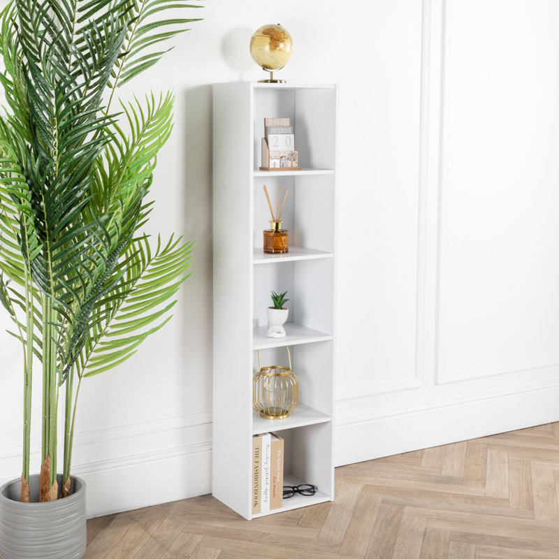 Eloah 132cm H x 32cm W Solid Wood Standard Bookcase, White, 32cm x 132cm x 24cm
