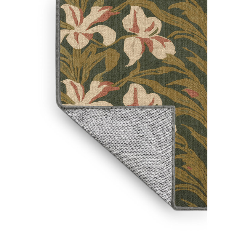 Tapis botanique brun lavable à la machine, Tapis de couloir 2 pi x 4 pi