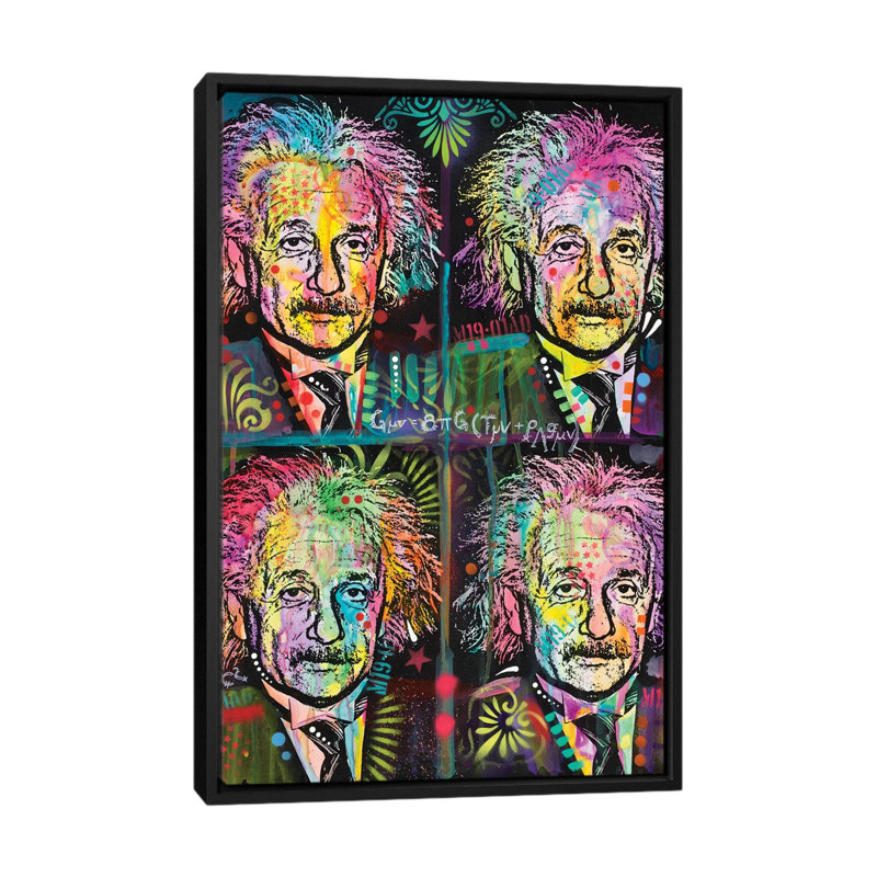 «Einstein 4 Up», impression sur toile, H 26 po x l 18 po x P 1,5 po, Toile avec cadre noir, Pas de tapis