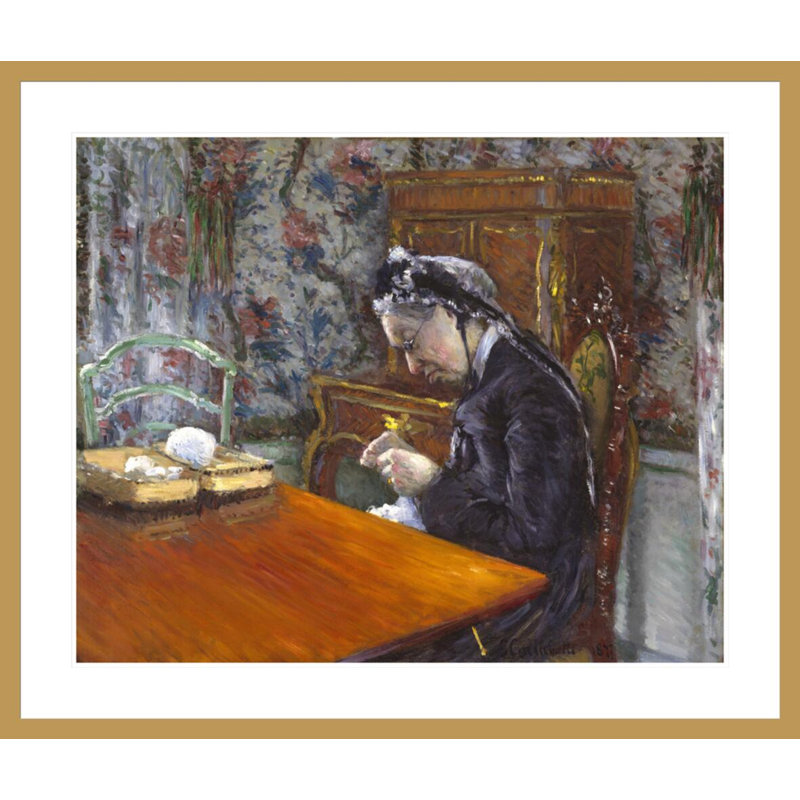 «Mademoiselle Boissière Knitting» par Gustave Caillebotte, impression giclée encadrée, H 33,5 po x l 39,54 po
