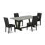 Ensemble 5 pièces avec un excellent dessus de table de salle à manger de couleur ciment et 4 chaises de salle à manger Parson noires avec dossier très élégant, finition noire brossée-60053363-60053366-60053372