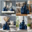 Ensemble de 3 vases en céramique bleue