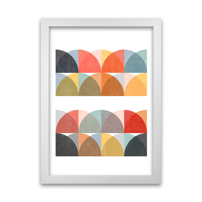 Scandinavian Colourful Geometric Original 2 - Print, 42cm H x 30cm W x 3cm D, White Frame