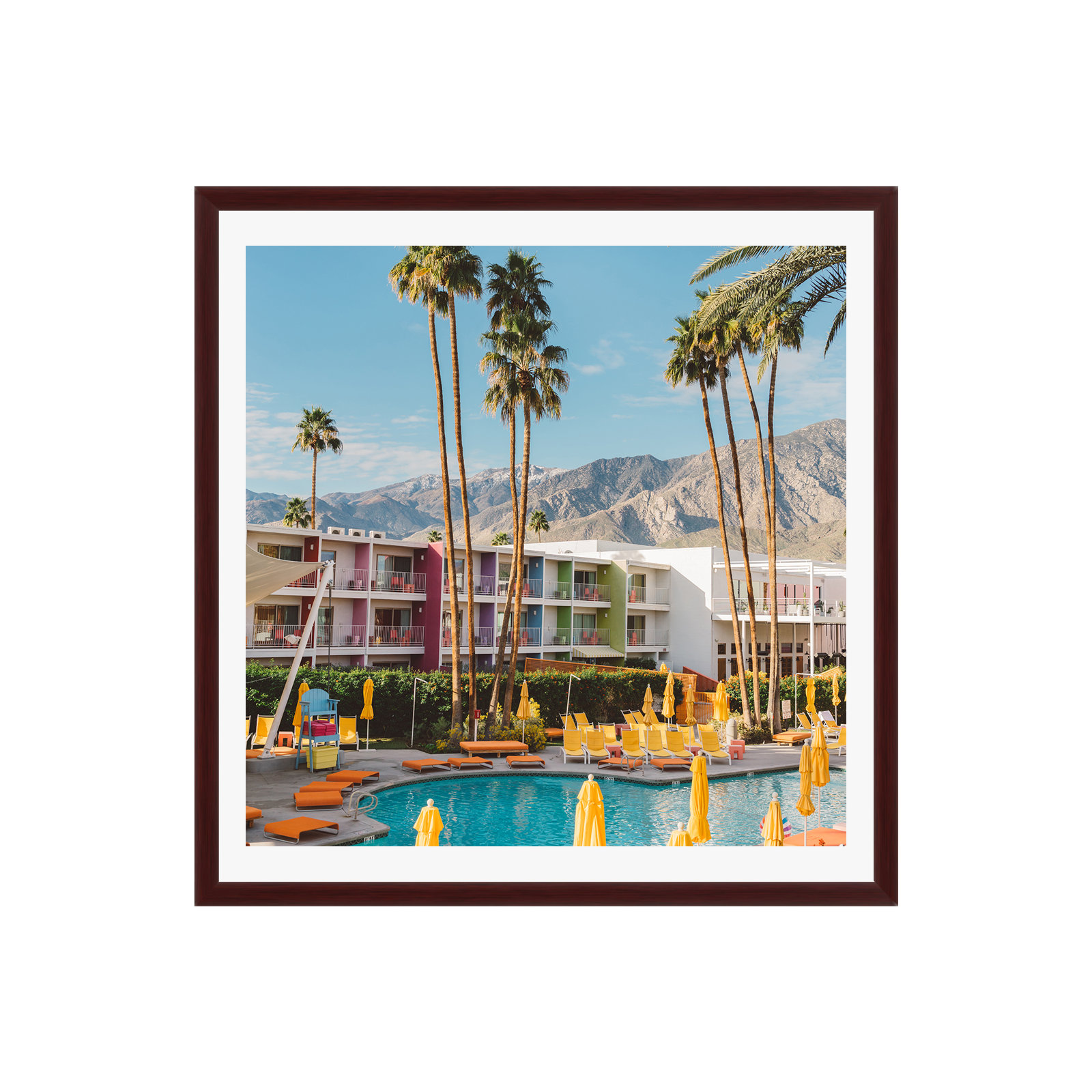 Behnke "Palm Springs Pool Day VIII" Print, Black Floater Framed, No, 12" W x 12" H
