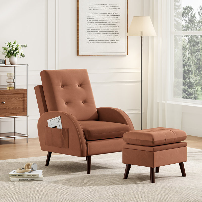 Chaise d'appoint réglable en velours avec repose-pieds, style moderne pour la maison
