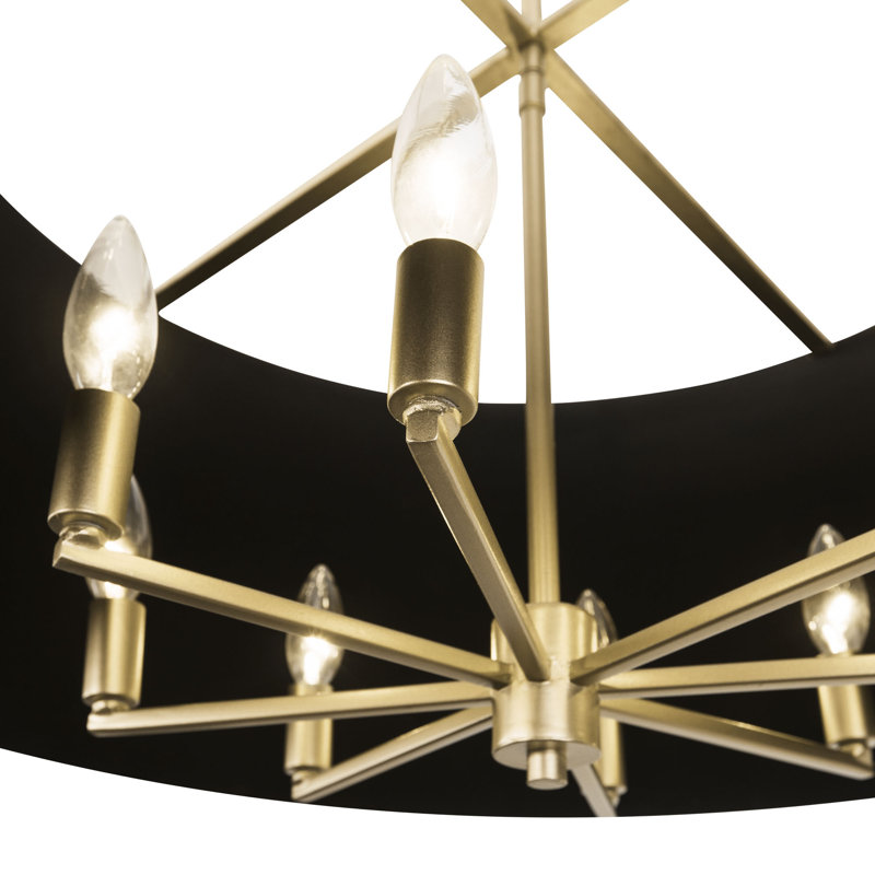 Luminaire suspendu 8 lumières Coco, Noir mat / or français, Noir mat, 8