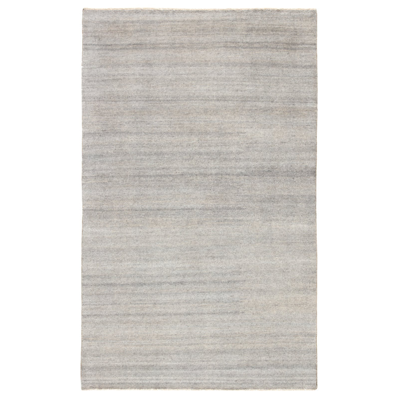 Hand-Knotted Gray Wool 6' x 9' Rectangular Rug