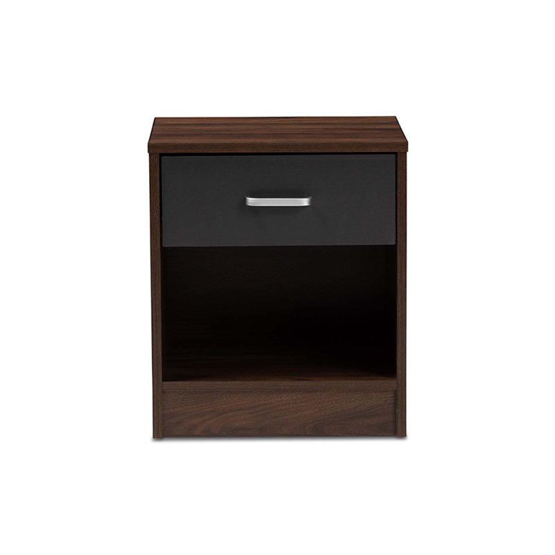 Table de chevet à 1 tiroir Caden Elison brun foncé et gris foncé