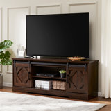 Asahd Farmhouse Solid Wood TV Stand with Storage for TVs up to 65",Rustic Brown