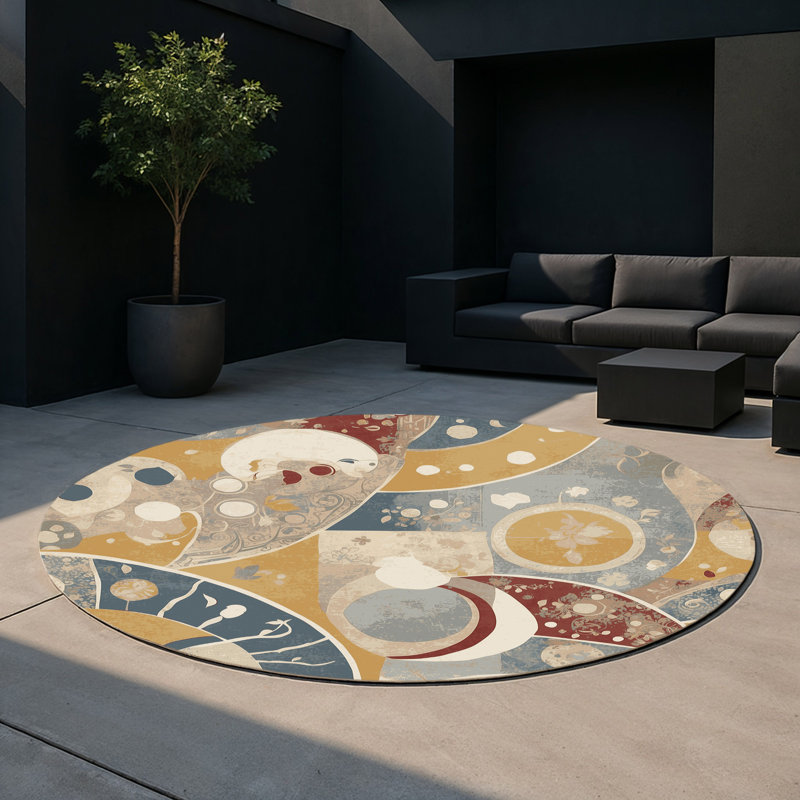 Zesty Ripple Indoor And Outdoor Area Rug, Round 5'