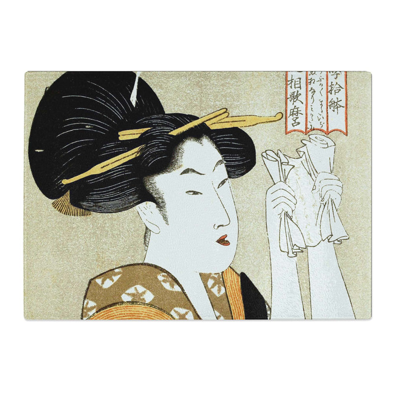 Tempered Glass Love Letter by Kitagawa Utamaro Chopping Board, 28.5 cm x 20 cm