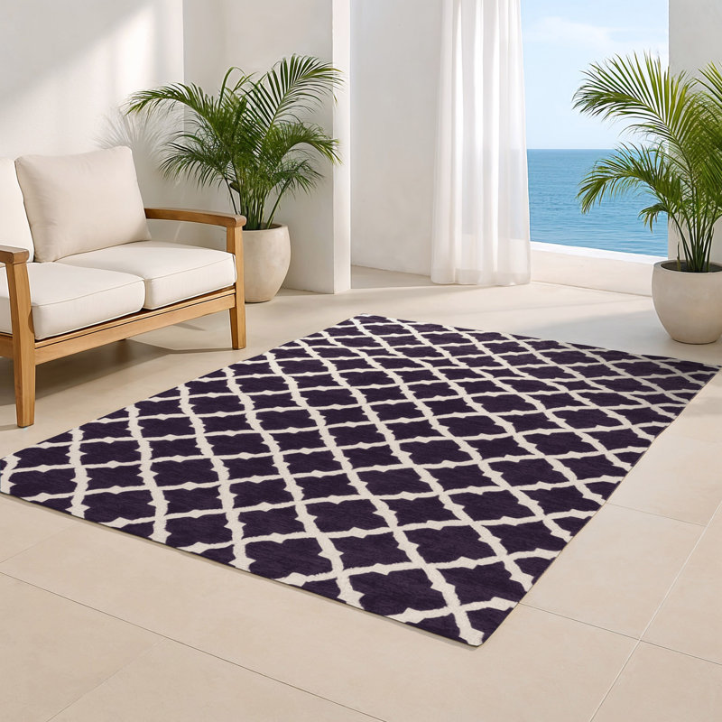 Tapis mauve intérieur et extérieur Trellis, Rectangulaire 8 pi x 10 pi
