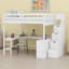 Lit mezzanine avec bureau en L, tablettes de rangement et escalier de rangement attaché-1558352727