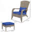 Chaise Adirondack de patio en osier avec repose-pieds, fauteuil d'extérieur avec coussins-1219630532