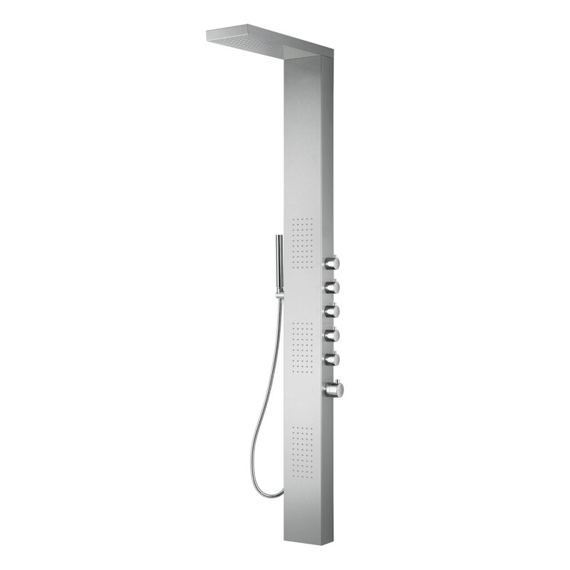 Panneau de douche en acier inoxydable 65 po avec pomme de douche réglable