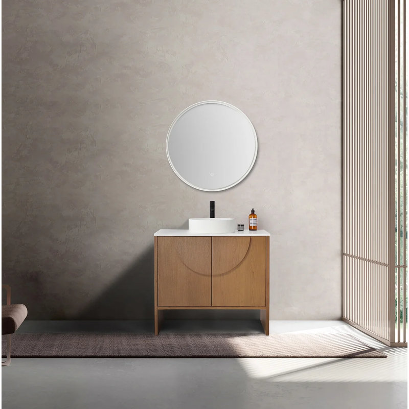 Meuble-lavabo de salle de bain Arno, Chêne pacane