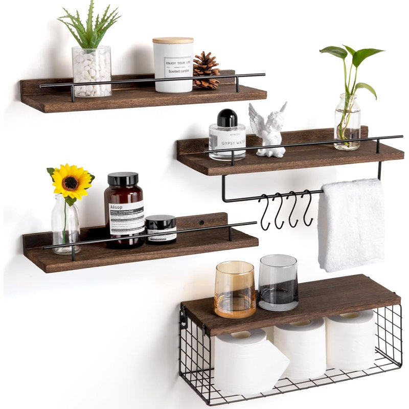 Altoona Wall Bathroom Shelves, Rustic Brown
