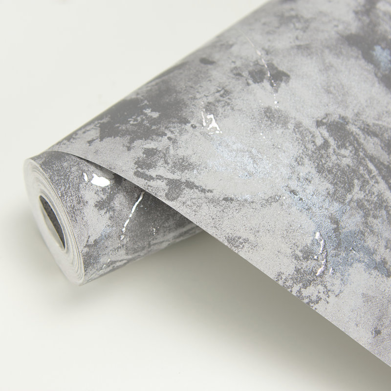 Rouleau de papier peint L 33 pi x l 27,5 po Aruba Marble, Étain