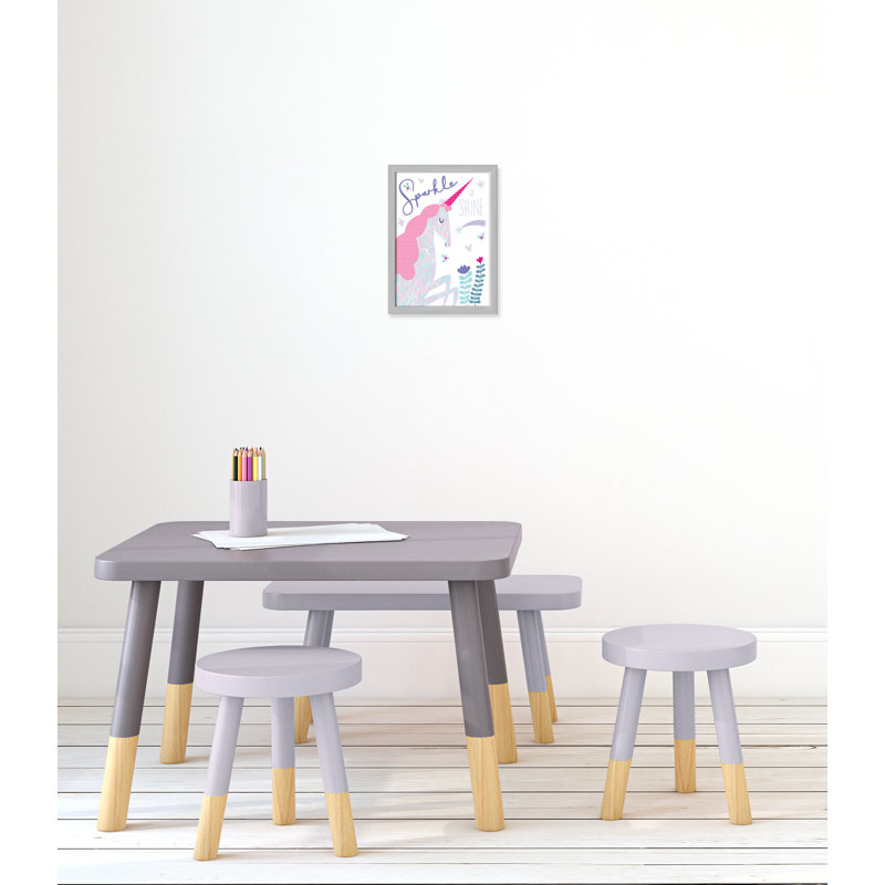 «Sparkle Unicorn», art encadré, H 14 po x l 10 po x P 1,18 po, Cadre argenté