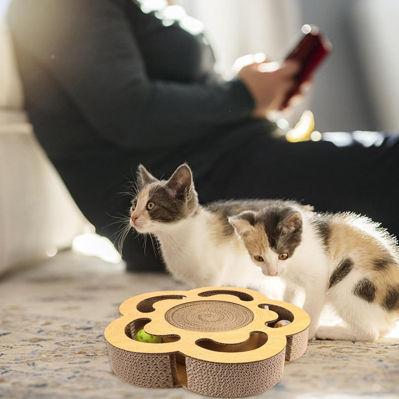 Jouet pour chat à griffer en forme de fleur avec boule