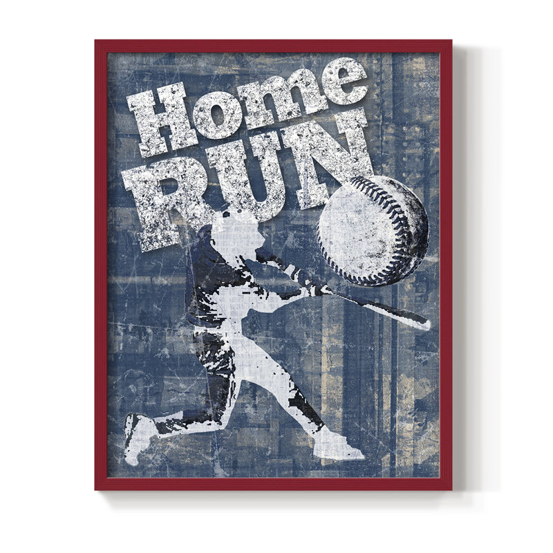 Reproduction encadrée Home Run - bois massif, H 11 po x l 9 po, Rouge