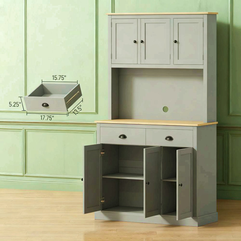 71" Tall Pantry Cabinet Freestanding Kitchen Cabinet, Gray