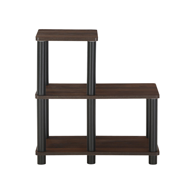 Amiee 51cm H x 48cm W Plastic Ladder Bookcase, Columbia Walnut/Black
