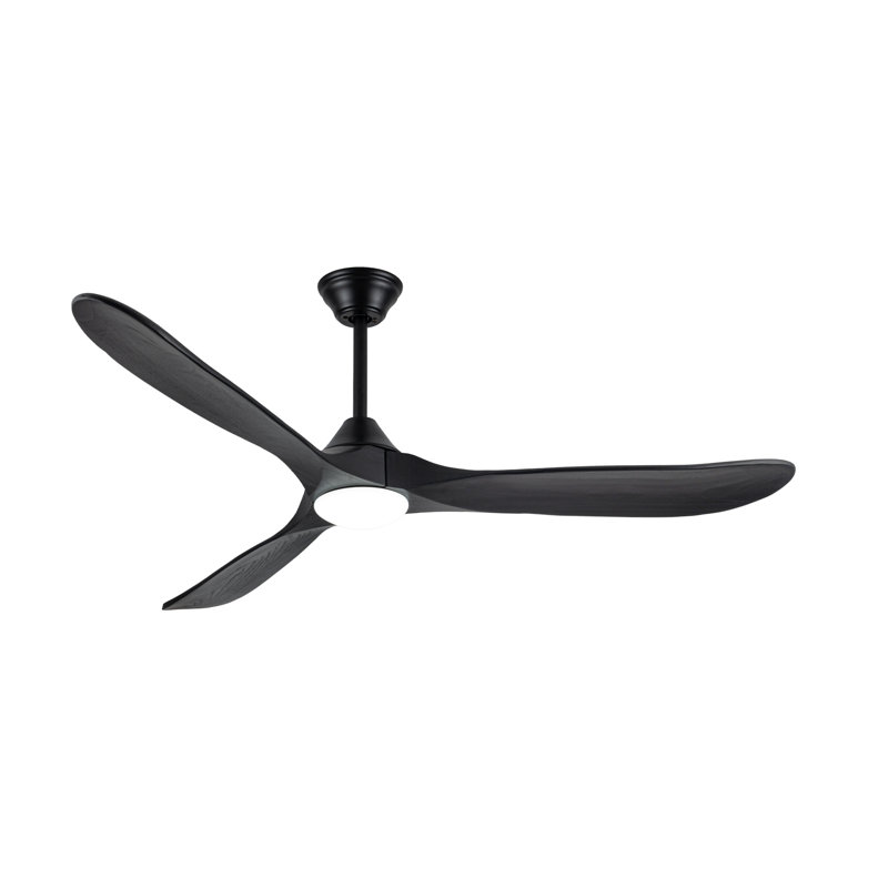 Black Smart Ceiling Fan With Led Light, 52'' Wide