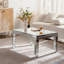 Table basse à miroir en miroir - Bordure en cristal concassé, verre - Argent