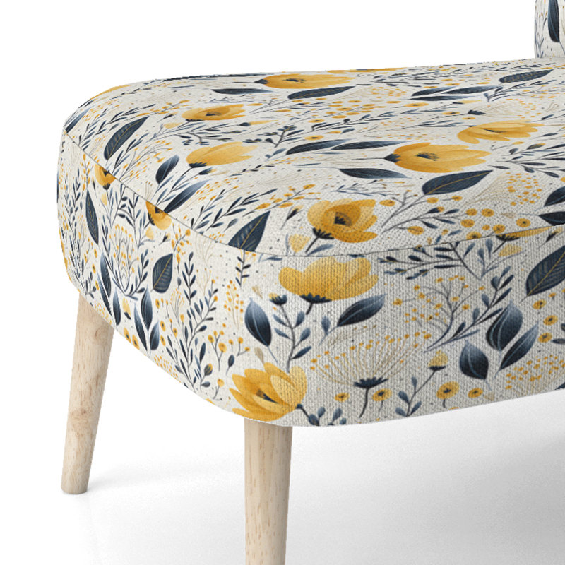 Motif floral jaune bohémien - chaise d'appoint rembourrée de style campagnard, chaise d'appoint rustique à motif floral