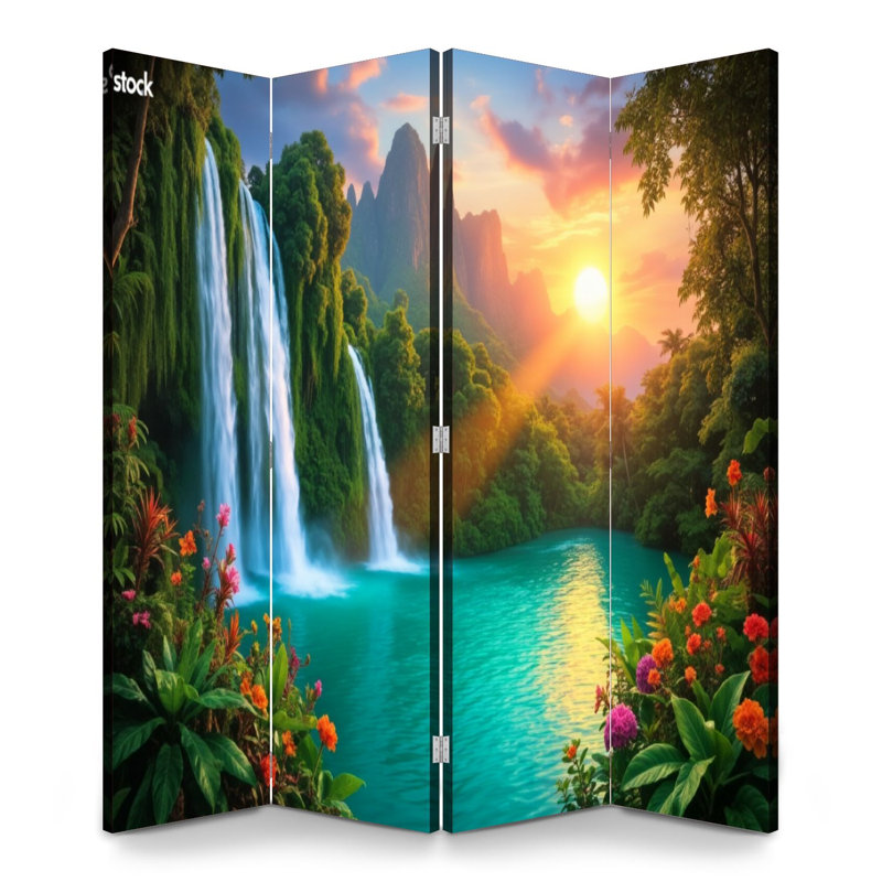 Cloison pliante 4 panneaux paravent Royal Serene, H 71 po x l 64 po x P 1 po, 4