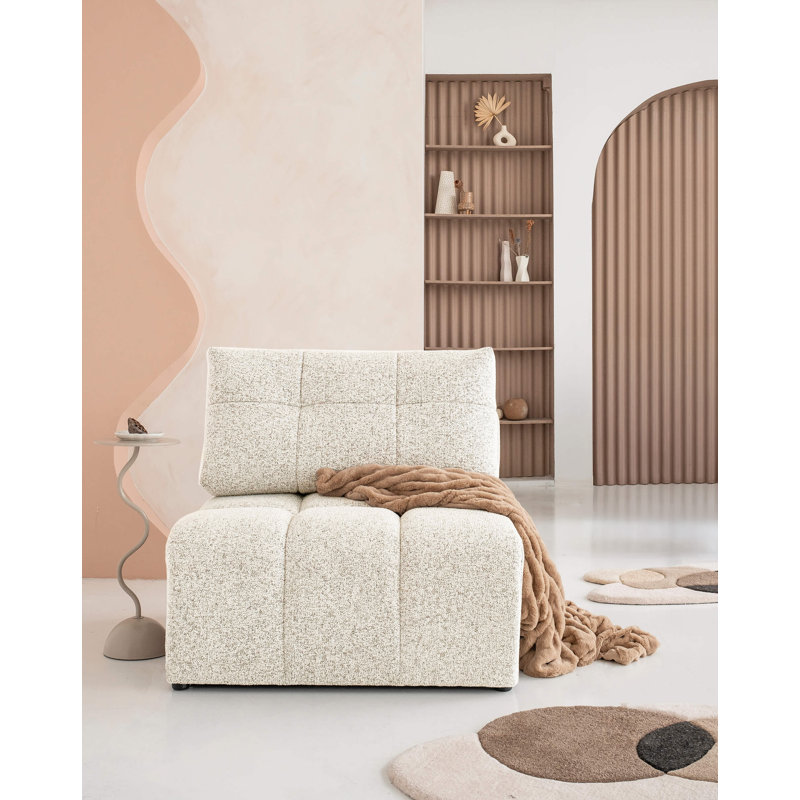 Lulu Upholstered Armless Chair, Beige