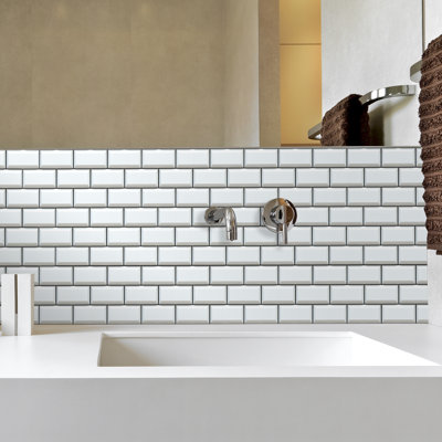 Edika 30.5 cm. W x 15.4 cm. L Fireplace Surround Peel and Stick Subway Tile