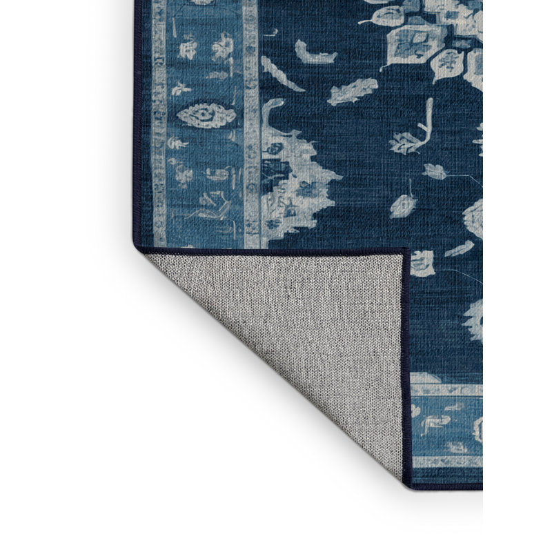 Tapis bleu lavé à la machine, Carré 3 pi