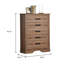 Commode haute Covy, finition en bois brun pacane, 5 tiroirs