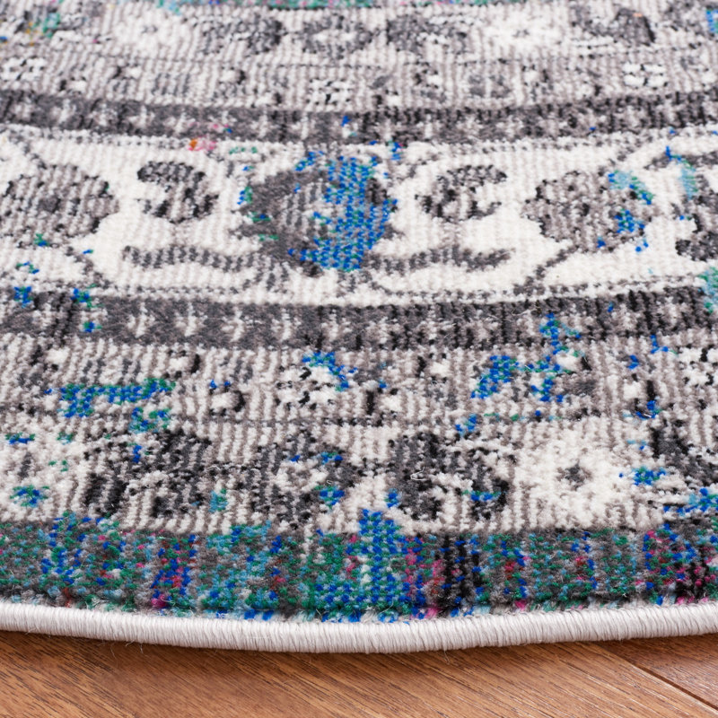 Tapis oriental ivoire / bleu Bruckmann, Rond 6 pi 5 po