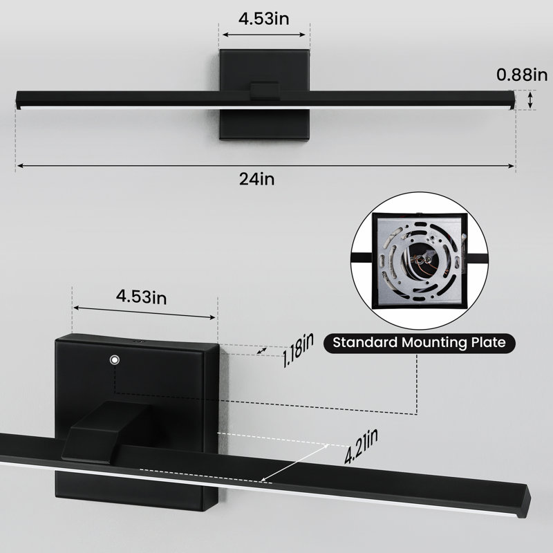 24" Dimmable LED Bath Bar, Matte Black