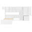 Lit plateforme simple en bois avec bureau, armoire, armoires, tiroirs et tablettes-128302785