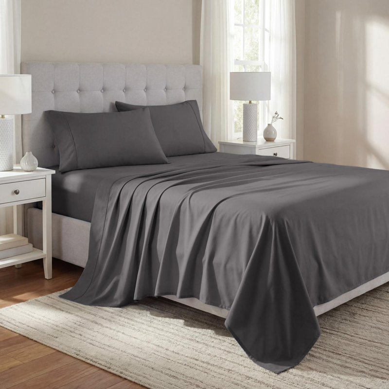 Ensemble de draps en mélange de coton à densité de tissage 1000 fils Superior, Gris