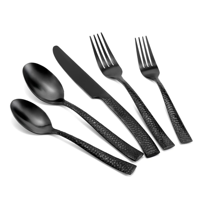 Ensemble de couverts 20 pièces en acier inoxydable, Noir mat