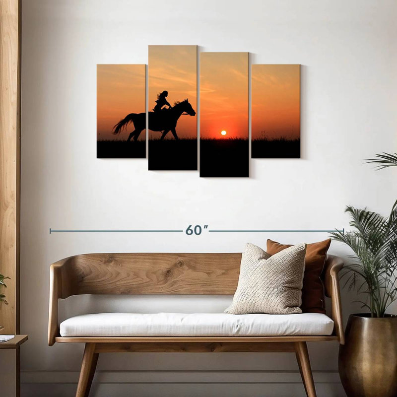 Fille Mehar avec cheval, H 27 po x l 43 po