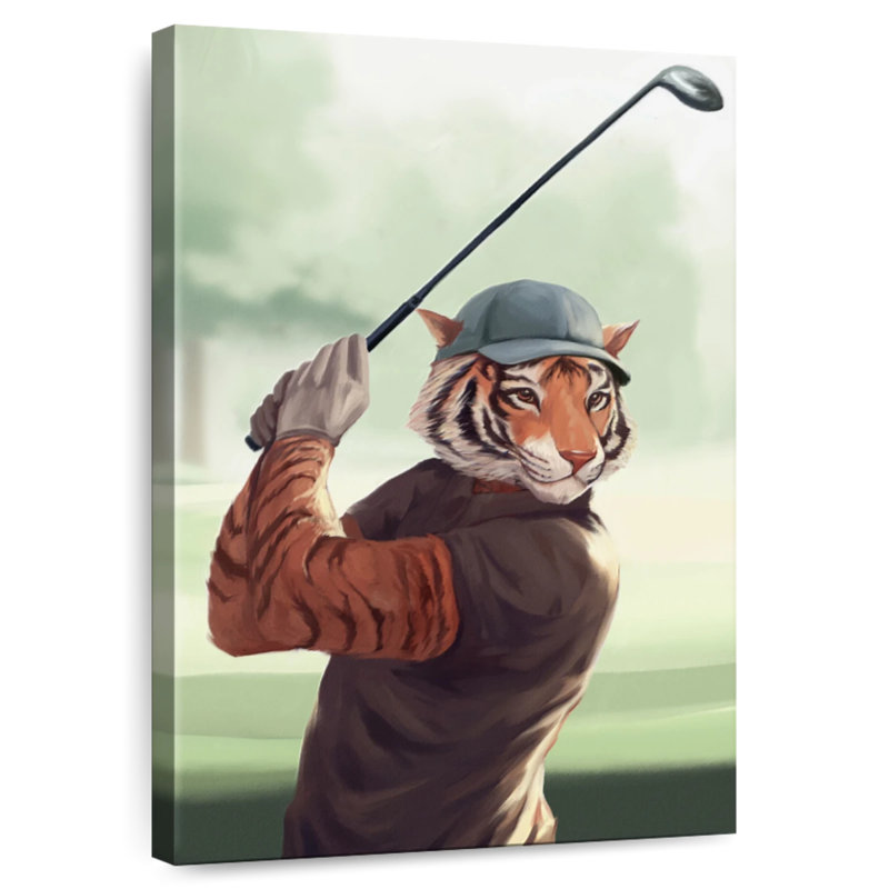 Ketti Tiger Playing Golf, 36" H x 24" W