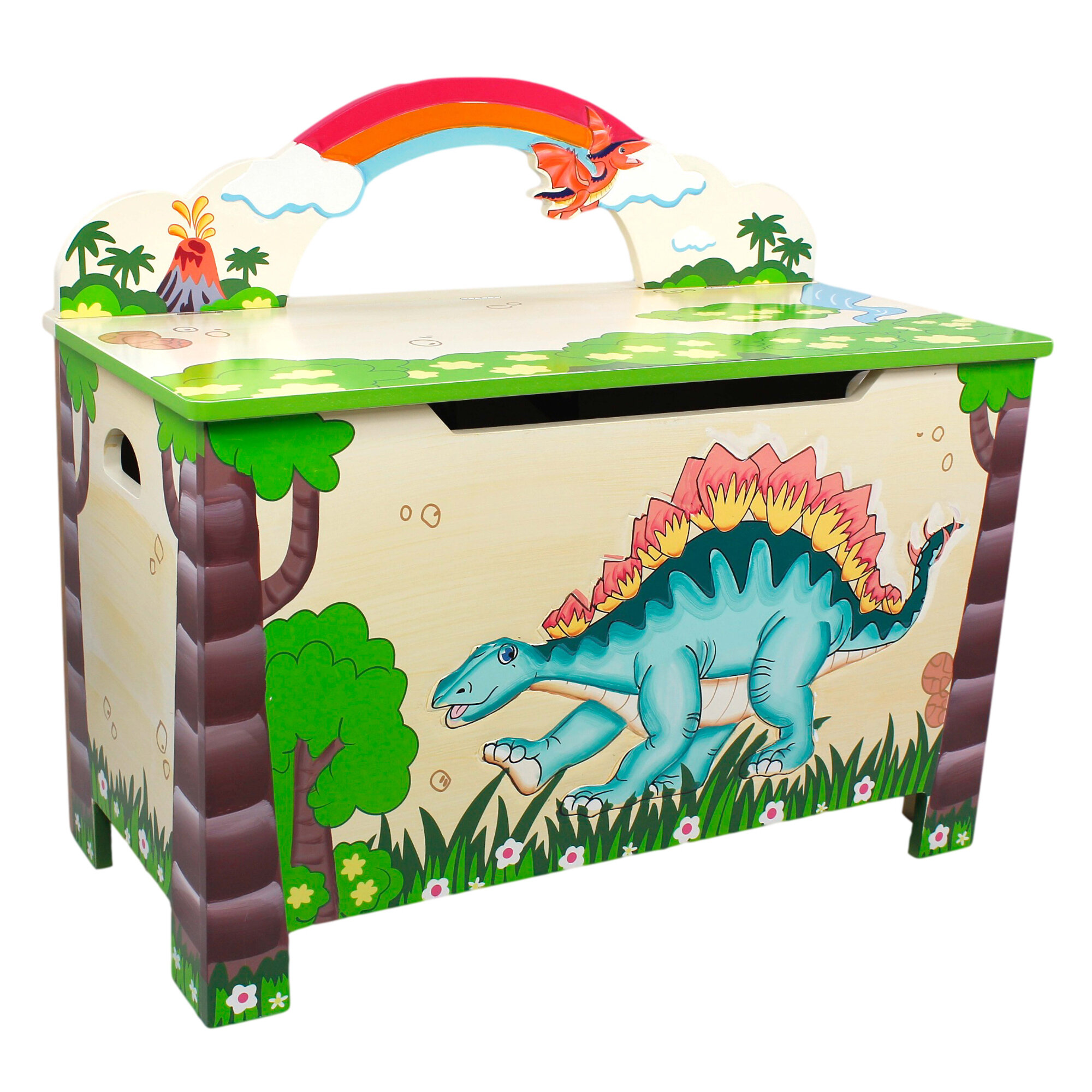 Cheap Children's fabric storage box dark green dinosaur