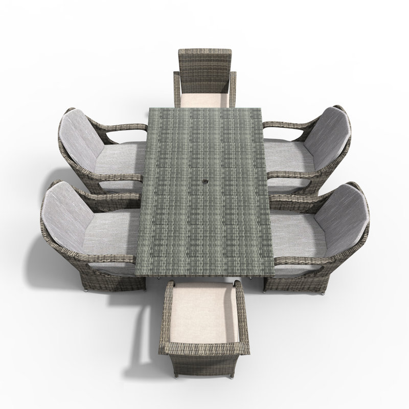 Ensemble de salle à manger rectangulaire pour 6 personnes 62,99 po, gris