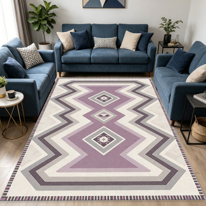 Navajo Chevron Purple area rugs for Living Room, Soft and Comfortable, Suitable for all seasons, easy to maintain, machine washable Indoor floor mat, Under Table Farmhouse suitable for Bedroom, Dining Room, Study, Patio, Balcony, Home Decor