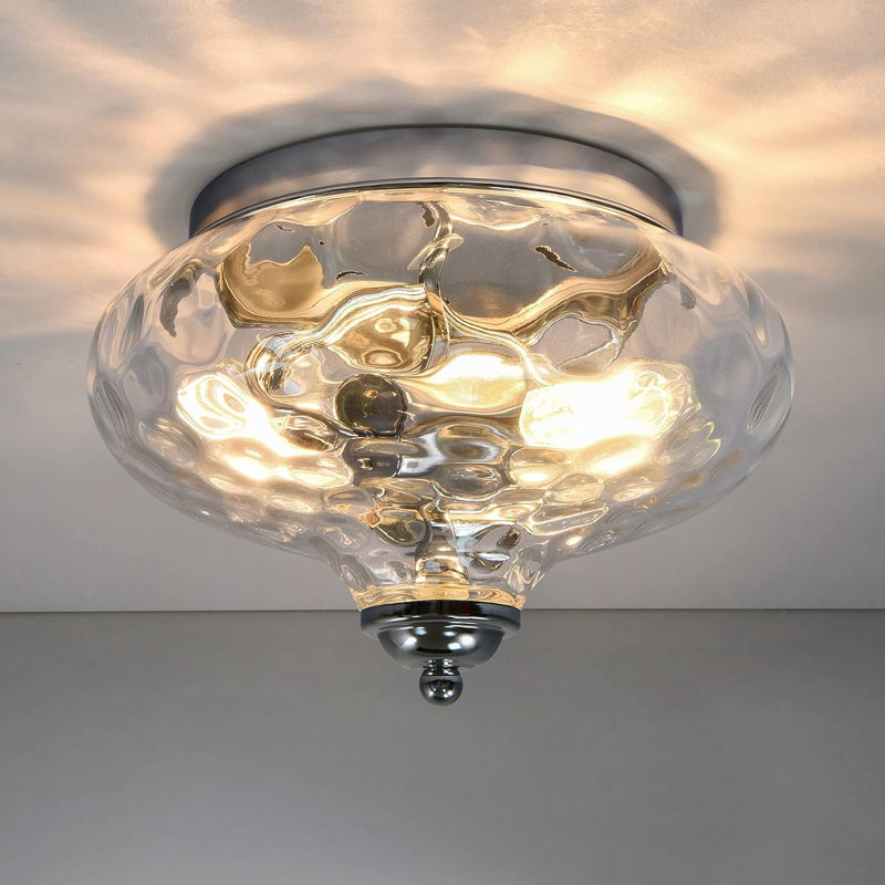 Plafonniers en verre martelé, plafonniers rétro, plafonniers d'intérieur, convient aux cafés, Argent argent