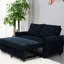 Lit bleu marine confortable avec compartiment de rangement et dossier pratique