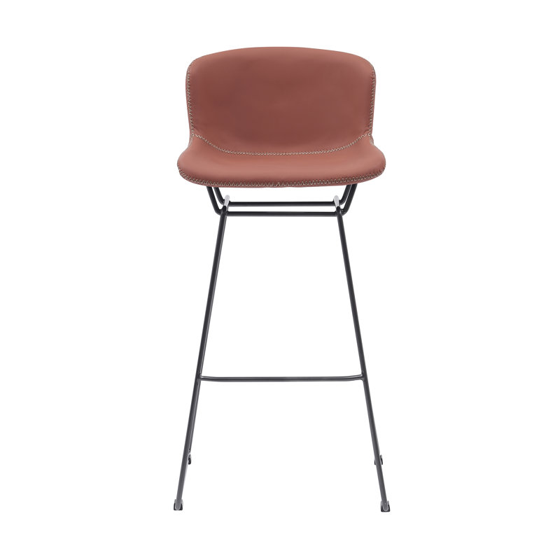 Upholstered Grey Bar Stool , 76.5cm, 4 Leg Metal Frame, Kitchen Counter Stool, Set of 2 , Tan